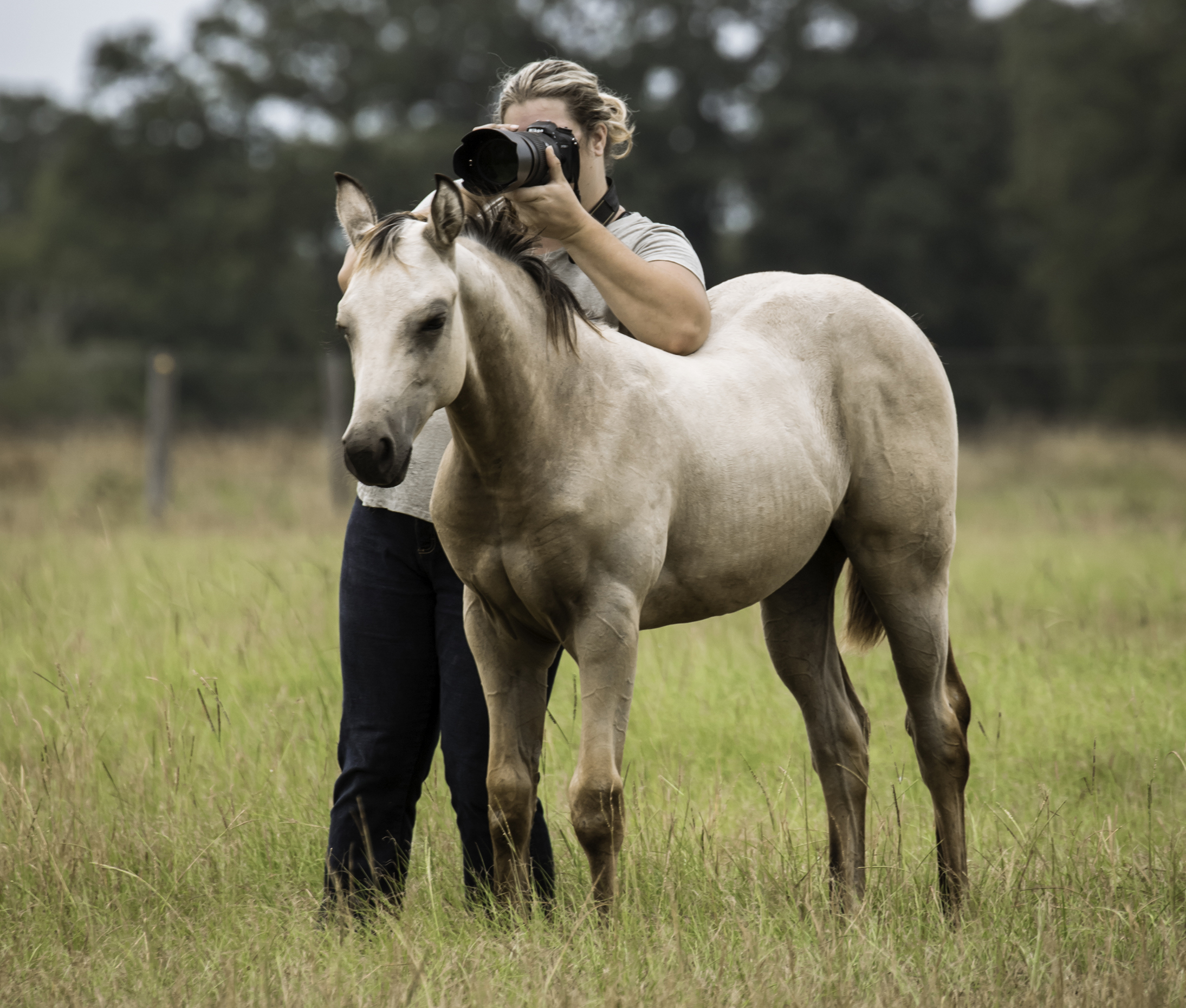 Melissa using a colt as a tripod